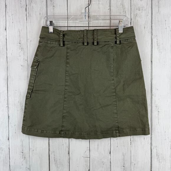 NWT Rails Olive Green Nola Military Utility Skirt Cotton Canvas Belt Size Medium - Picture 6 of 16